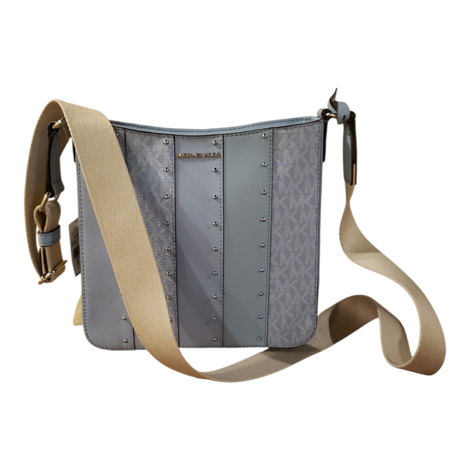 Nwt! Michael Kors Light Blue Crossbody Bag W/ Silver Studs (Retail $498)
